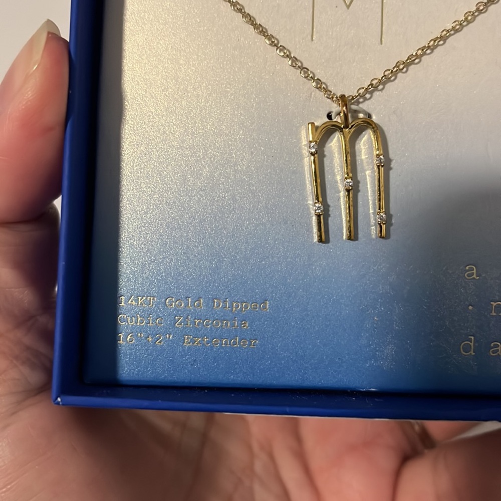 New! A new day CZ necklace. Initial M - Picture 2 of 4